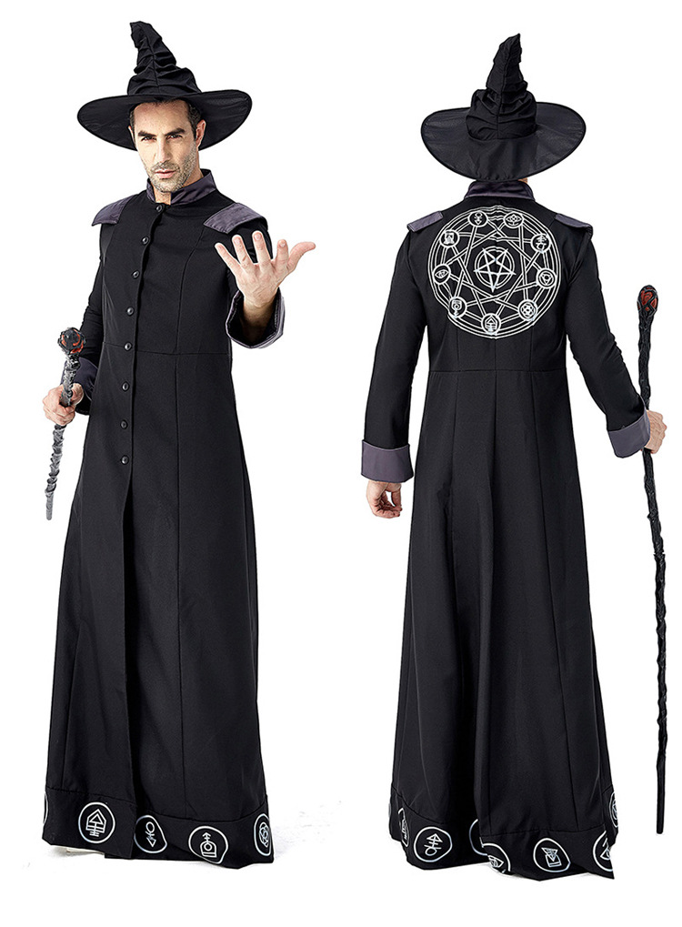 Halloween Wizard Cosplay Costumes Gothic Magic Long Robe for Party